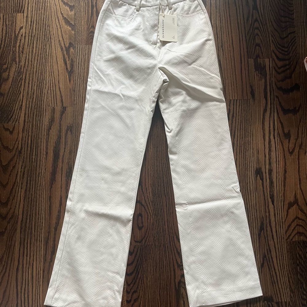 Peppermayo Ivory Leather Trousers